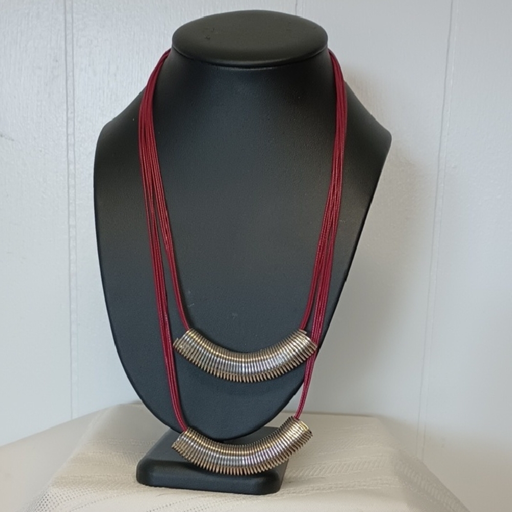 Two Tier  Red and Silver Necklace